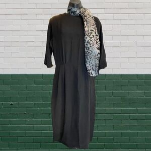 Vintage Retro Mid Century Spector & Shanler Union Classic Black Midi Party Dress